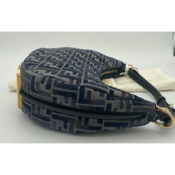 NEW FENDI FENDIGRAPHY FF LOGO BLUE HOBO BAG PURSE NWT AUTHENTIC! - Picture 10 of 13